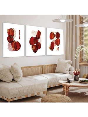 Şekiller Soyut Desen 3'lü Kanvas Tablo