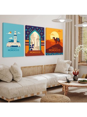 Travel 3'lü Kanvas Tablo