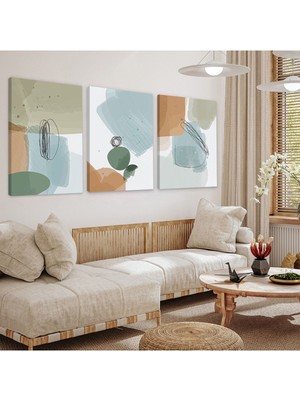 Soyut Desen 3'lü Kanvas Tablo
