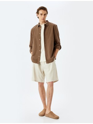 Koton Keten Karışımlı Şort Bermuda Chino Cep Detaylı