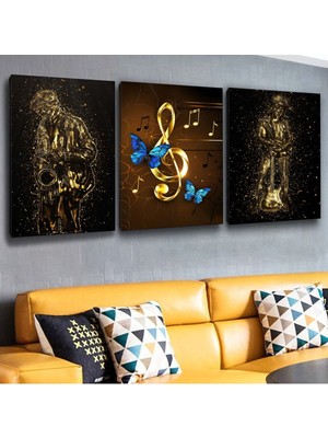 Zevahir Mobilya Dekorasyon Zevahir 3'lü Kanvas Müzik Sanat Tablosu