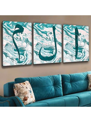 Zevahir Mobilya Dekorasyon Zevahir 3'lü Kanvas Elif Lam Mim Dini Tablo