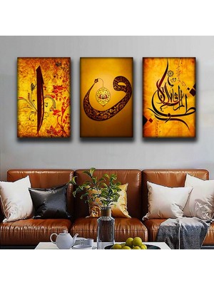 Zevahir Mobilya Dekorasyon Zevahir 3'lü Kanvas Elif Vav Tablosu