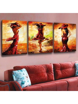 Zevahir Mobilya Dekorasyon Zevahir 3'lü Kanvas Moda Kadın Tablosu