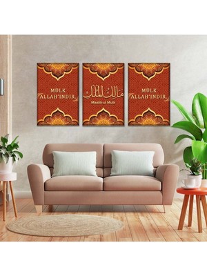 Zevahir 3'lü Kanvas Malikül Mülk Dini Tablo