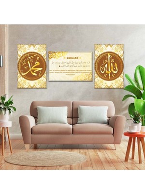 Zevahir 3'lü Kanvas Zümer Suresi Dini Tablo
