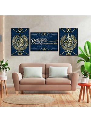 Zevahir Mobilya Dekorasyon Zevahir 3'lü Kanvas Bismillahirrahmanirahim Dini Tablo