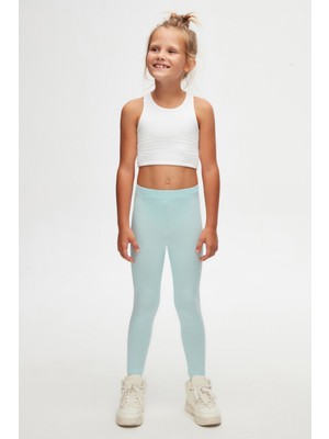 Uçuk Turkuaz Basic Kız Çocuk Yazlık Tayt