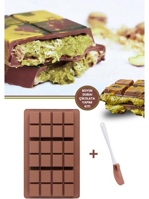 Silicolife Dubai Çikolatası Kalıbı Silikon Büyük Boy Çikolata Kalıbı ve Spatula 2'li Set