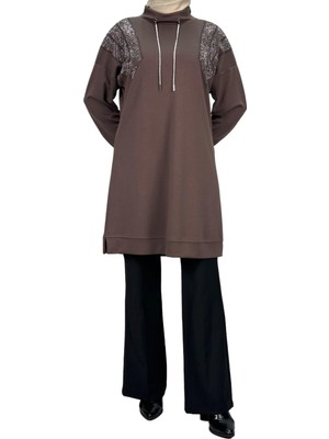 ottomanwear.com Büyük Beden Taşlı Tunik Kahve OTW2116