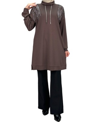 ottomanwear.com Büyük Beden Taşlı Tunik Kahve OTW2116