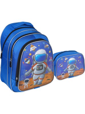 Relaxion Mavi Astronot Desenli Ilkokul Çantası 1 Adet Beslenme Çantalı 1312-5 Sağlıklı Kullanım
