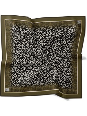 Lêvi D'or Haki Mini Leopar Twill İpek Eşarp
