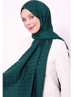 Lêvi D'or Zümrüt Yeşili Baklava Desen Blue Jakar Şal