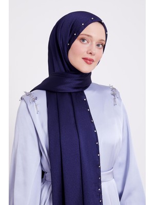 Lêvi D'or Koyu Lacivert Tek Taşlı Diamond Şal