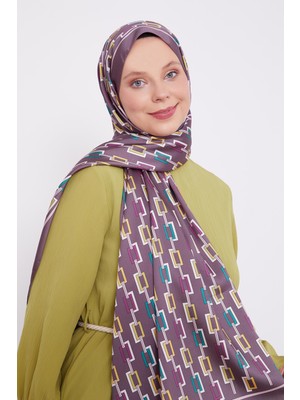 Lêvi D'or Menekşe Kare Zincir Desen Angel Şal