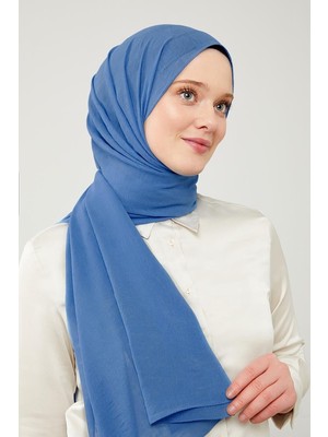 Lêvi D'or Mavi Düz Renk Frozen Krep Şal