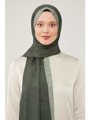 Lêvi D'or Yeşil Şerit Kenarlı Monogram Şal