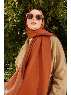 Lêvi D'or Kahve Petek Desen Monogram İpek Şal