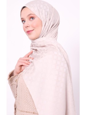 Lêvi D'or Açık Vizon Baklava Desen Blue Jakar Şal