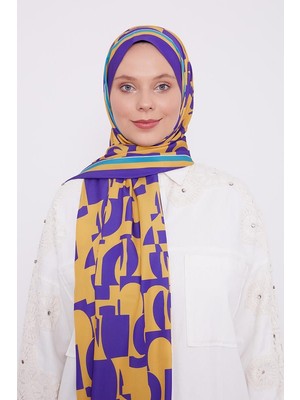 Lêvi D'or Patlıcan Moru Soyut Desen Club Şal