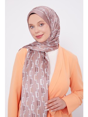 Lêvi D'or Çikolata - Kahve Kare Zincir Desen Angel Şal