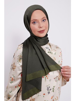 Lêvi D'or Zümrüt Yeşili Kalın Şerit Diamond Şal