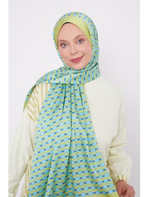 Lêvi D'or Fıstık Yeşili Elips Desen Angel Şal