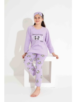 Tarp Lila Ayıcıklı Polar Kız Çocuk Pijama Takımı 4-15 Yaş 2713-2714-2715-L