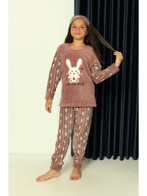 Minim Gül Kurusu Tavşanlı Polar Kız Çocuk Pijama Takımı 5-16 Yaş 0600-GK