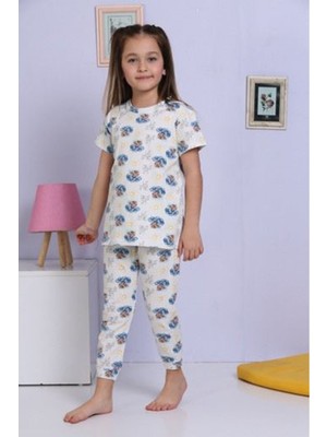 Elm Ekru Balonda Unicorn Desen Kız Çocuk Pijama Takımı 3-10 Yaş 1172
