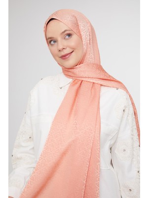 Lêvi D'or Somon Üçgen Desen Jakarlı Janjan Şal