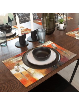 Skyzeda Modern Sanat Yemek Masası Placemats 6 Set Turuncu Soyut Resim Placemats (Yurt Dışından)