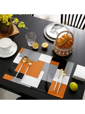 Skyzeda Modern Sanat Yemek Masası Placemats 6 Set Turuncu Soyut Resim Placemats (Yurt Dışından)