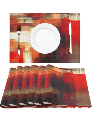 Skyzeda Modern Sanat Yemek Masası Placemats 6 Set Turuncu Soyut Resim Placemats (Yurt Dışından)