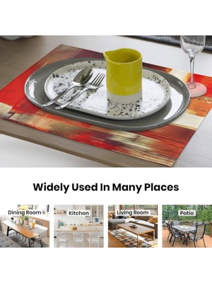 Skyzeda Modern Sanat Yemek Masası Placemats 6 Set Turuncu Soyut Resim Placemats (Yurt Dışından)