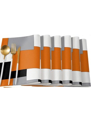 Skyzeda Modern Sanat Yemek Masası Placemats 6 Set Turuncu Soyut Resim Placemats (Yurt Dışından)