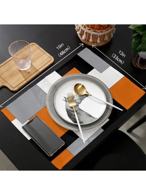 Skyzeda Modern Sanat Yemek Masası Placemats 6 Set Turuncu Soyut Resim Placemats (Yurt Dışından)