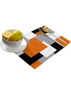 Skyzeda Modern Sanat Yemek Masası Placemats 6 Set Turuncu Soyut Resim Placemats (Yurt Dışından)