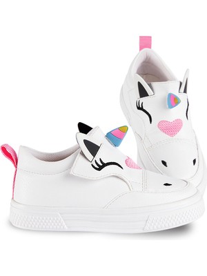 Denokids Unicorn Beyaz Kız Çocuk Sneakers Spor Ayakkabı