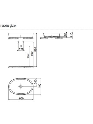 Creavit LP160 Loop Tezgah üstü Oval Çanak Lavabo 40X60 cm