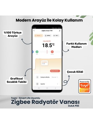 Novato Zigbee Akıllı Termostatik Vana ( Tuya Smart Life Uyumlu )