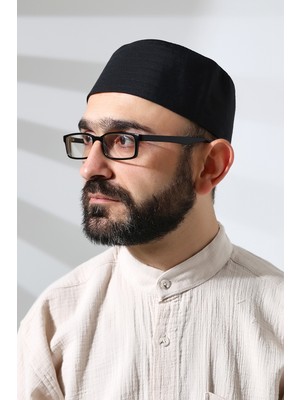 İhvan Online Siyah Fileli Kumaş Kalıp Namaz Takkesi