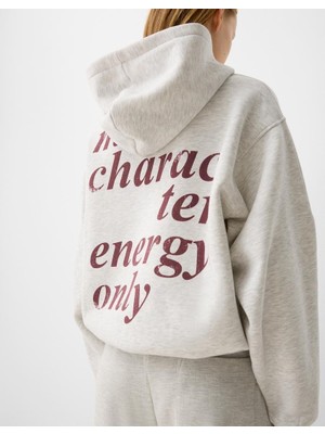 The Champ Clothing Gri  Çocuk 98 Cherries Baskılı Main Charactery Enegy Only Yazılı Kapüşonlu Oversize Hoodie