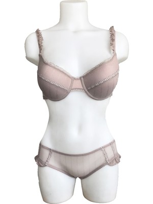 Night Flight Fırfırlı Desteksiz Sütyen Takımı Vizon Renk Kod 2137