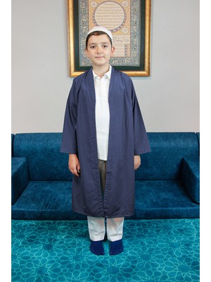İhvan Online Lacivert Buhara Yaka Namaz Elbisesi Erkek Çocuk Cübbe