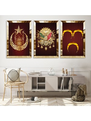 Zevahir Mobilya Dekorasyon Osmanlı Tuğrası Gümüş Pleksi Kenar Mdf Tablo