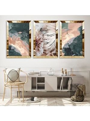 Zevahir Mobilya Dekorasyon Kolaj Çizim Gold Pleksi Kenar Mdf Tablo