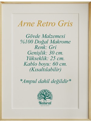 Yutedekor Arne'r Gri Avize, Salon Avize, Yatak Odası Avize, Çocuk Odası Avize, Bohem Avize