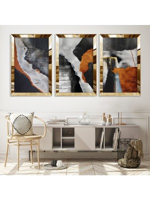 Zevahir Mobilya Dekorasyon Soyut Desen Gümüş Pleksi Kenar Mdf Tablo